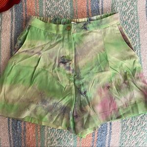 & Other Stories Green Tie-Dye Shorts